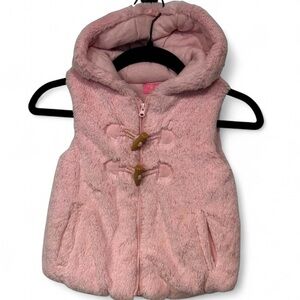 Minot Pink Fuzzy Kids Hooded Vest-Girls 3 yrs